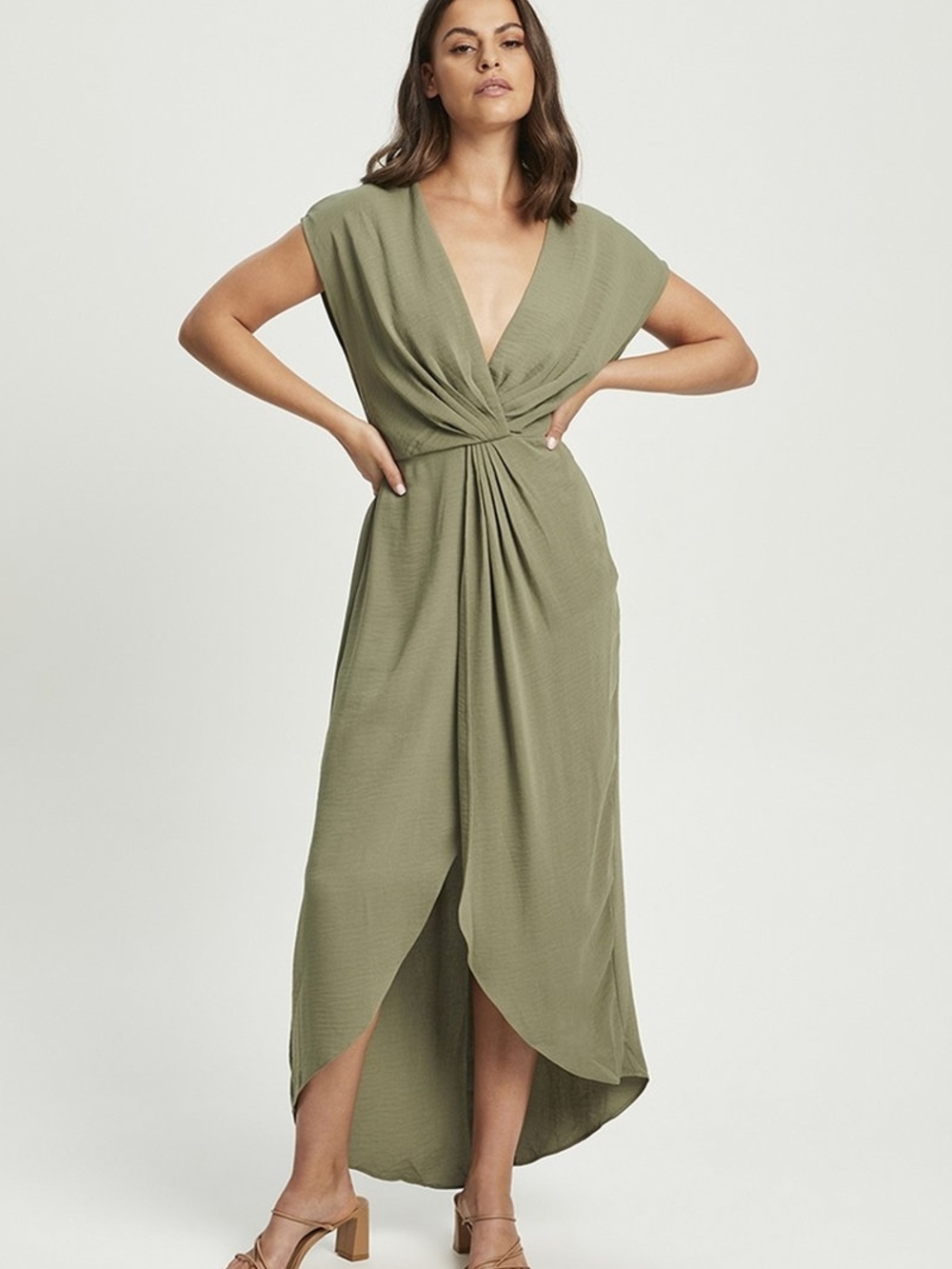 Olive Twist-Front Women’s Dress